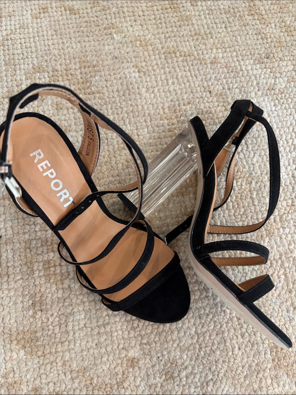 Black and clear heel